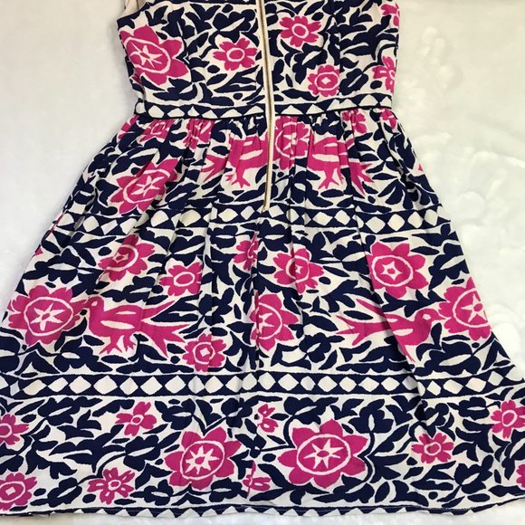 Anthropologie Maeve Peralta Bird Floral Dress w/ Pockets in Pink & Blue, Size 4 - Picture 15 of 15